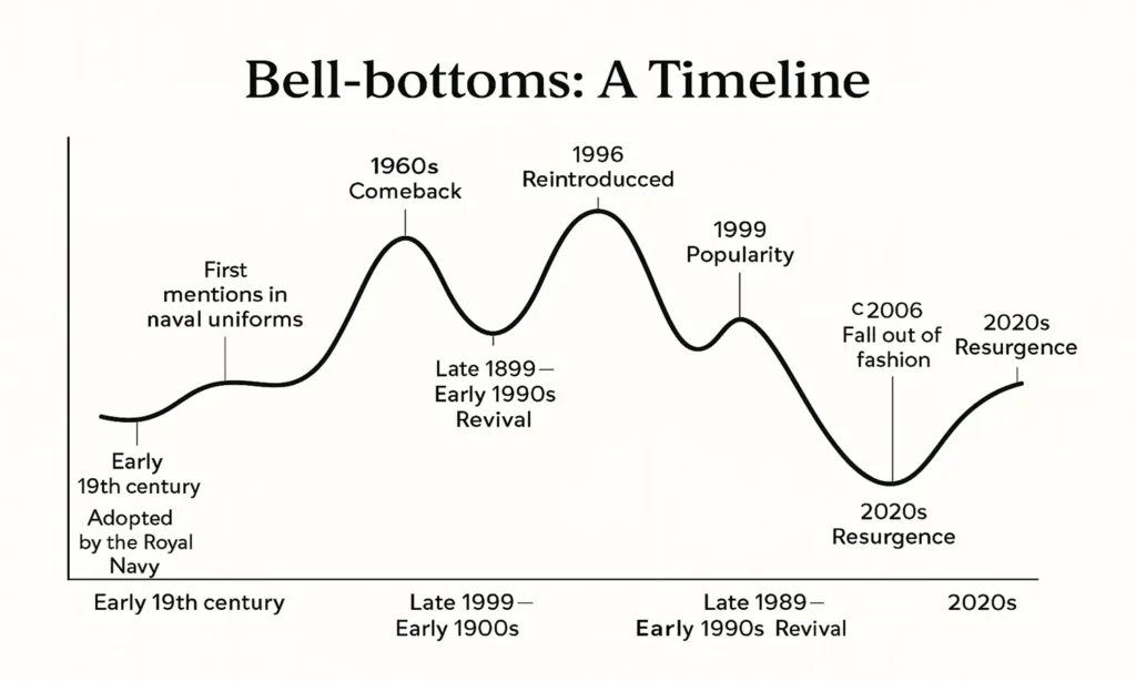Lifecycle chart of bell-bottom pants fashion trend